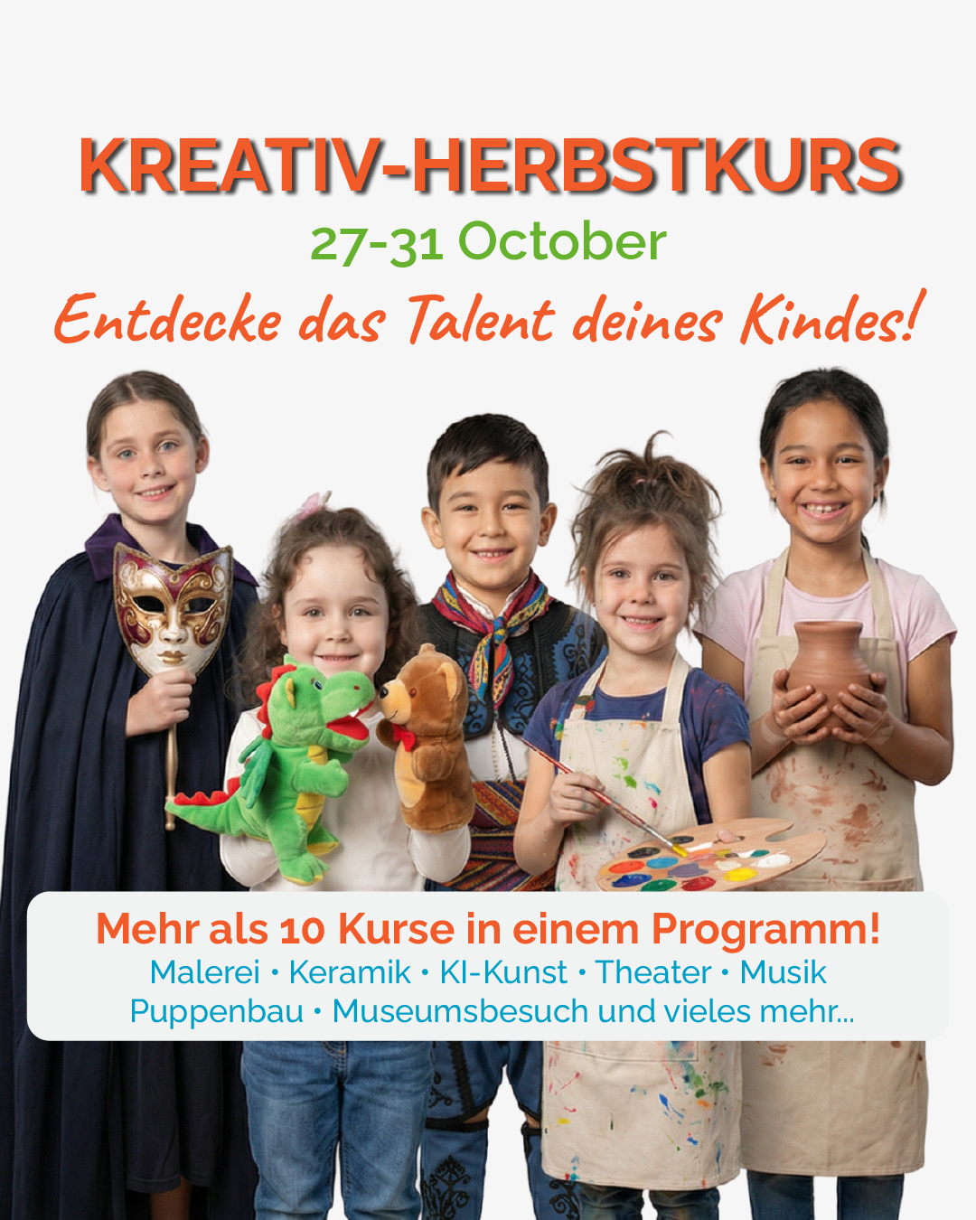 Kreativ-Herbstkurs 2026 – Kunst, Musik und Fantasie für Kinder, 27.–31. Oktober
